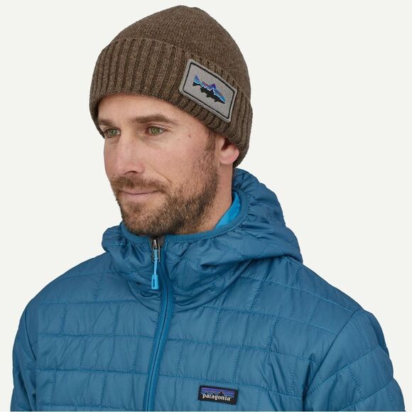 Patagonia Other - Patagonia Brodeo Beanie Fitz Roy trout patch Ash Tan OS NWT in packaging